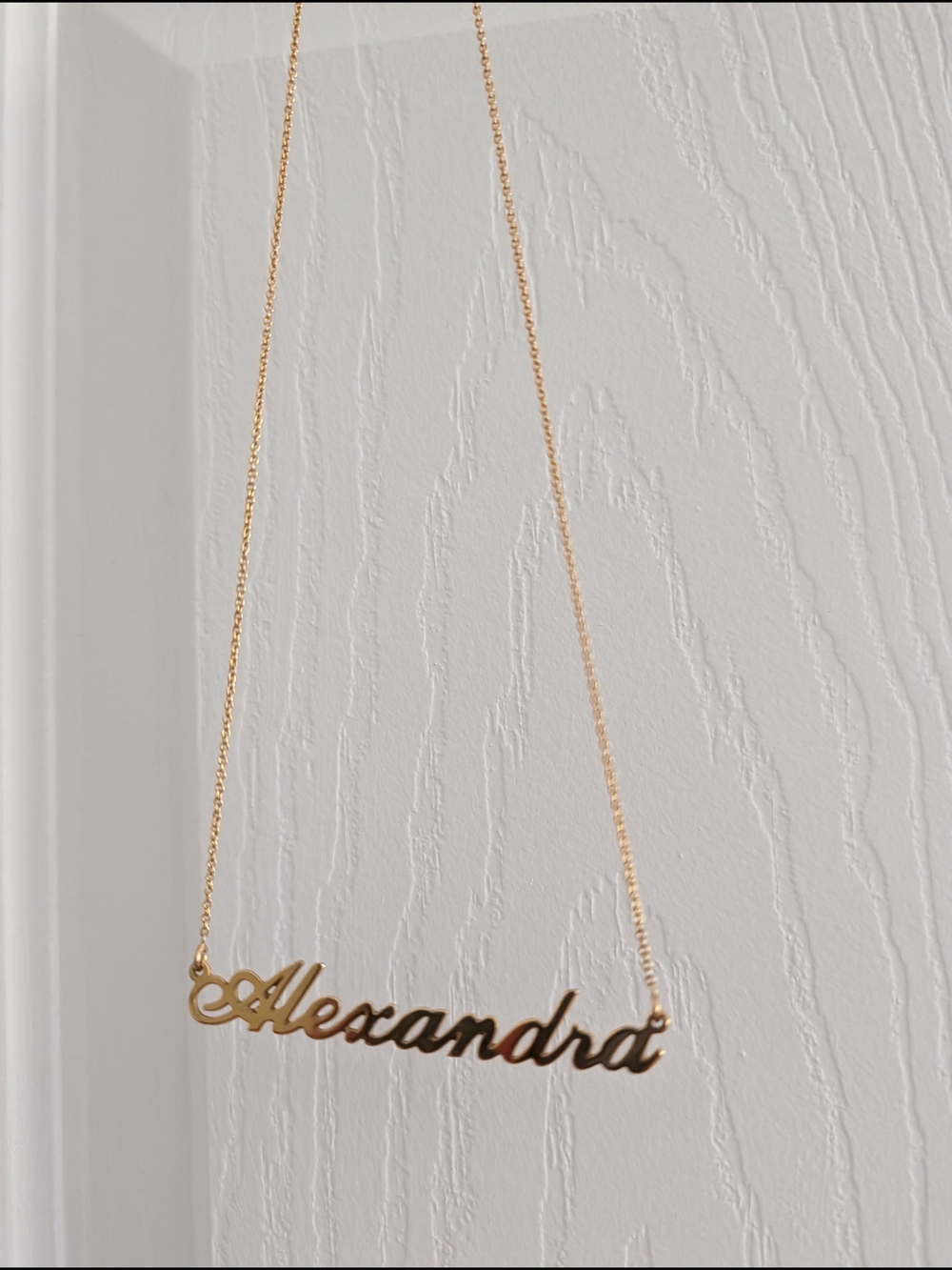 Alexandra Nameplate Necklace, Sterling Silver, Gold Tone